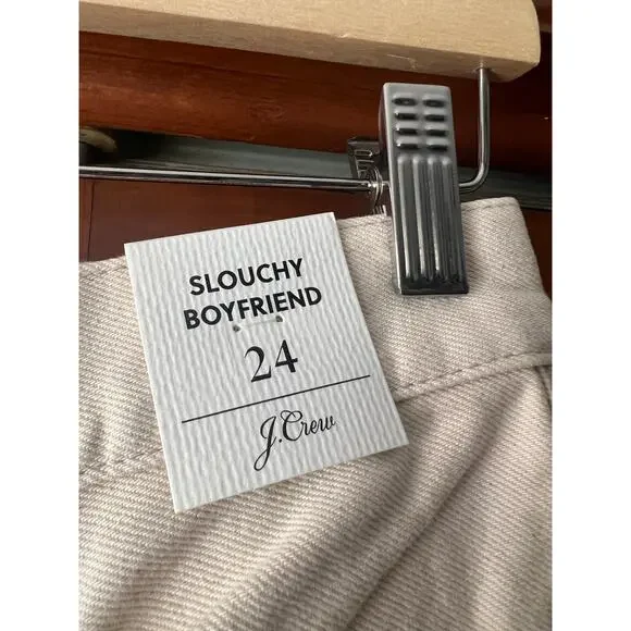 NWT J. Crew Women's Slouchy Boyfriend Denim Jeans in Ecru White (Beige) Size 24 - Picture 8 of 16